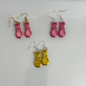 Pink and Yellow Peep/Bunny Earrings Set